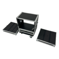 Flight case multifonctionnel sur roulettes 8U+2U avec tiroir pour micro, sangle Velcro et housse de protection pour sécuriser le micro, idéal pour amplificateur.