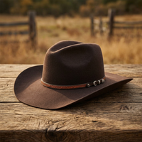 Chapeau de cowboy Dallas réglable en feutre de laine pour cowboys et passionnés de western