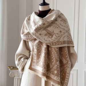 Women Light Luxury Faux Cashmere <b>Shawl</b> Thickened Warm Neck <b>Wrap</b> for Autumn Winter Air Conditioning Use - Product Image 1