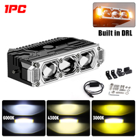 Mini phare auxiliaire en alliage d'aluminium 200W, 3 couleurs (3000K, 4300K, 6500K), éclairage LED pour calandre de moto, camion, voiture