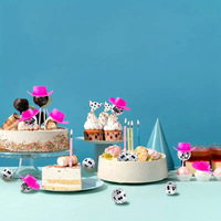 Décoration de gâteau en verre en forme de boule miroir, thème disco, fête d'anniversaire, style européen, 3 cm