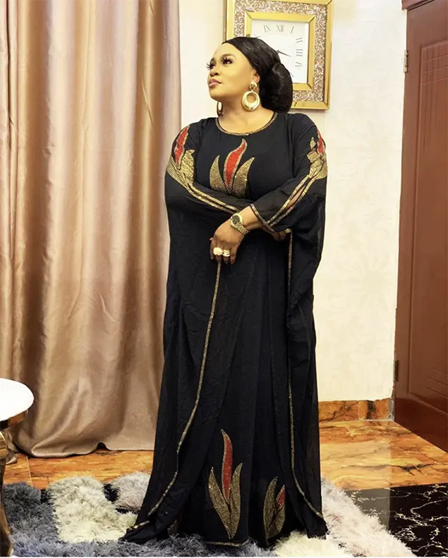 אופנה שיפון מוסלמי העבאיה שמלה ארוכה בתוספת גודל משלוח דובאי סגנון אפריקאי גבירותיי יהלום ארוך שרוול