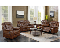 Sofá Reclinable Profesional de Cuero y Madera para Masajes, Conjunto Seccional de Diseño Moderno para Sala de Estar, Sofá Reclinable con Botones para Cine en Casa
