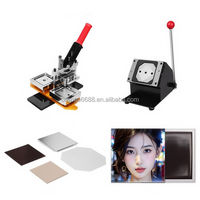 Kit de fabrication d'aimants photo pour réfrigérateur DIY (3x3 pouces) - Presse, coupe-papier et 200 fournitures pour badges, usage domestique et commercial