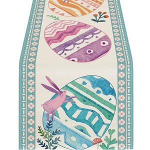 Cute Small <strong>Table</strong> Runners <strong>Easter</strong> <strong>Table</strong> Runner Rabbit Printed Linen Tablecloths for <strong>Cloth</strong> <strong>Tables</strong> - Product Image 6