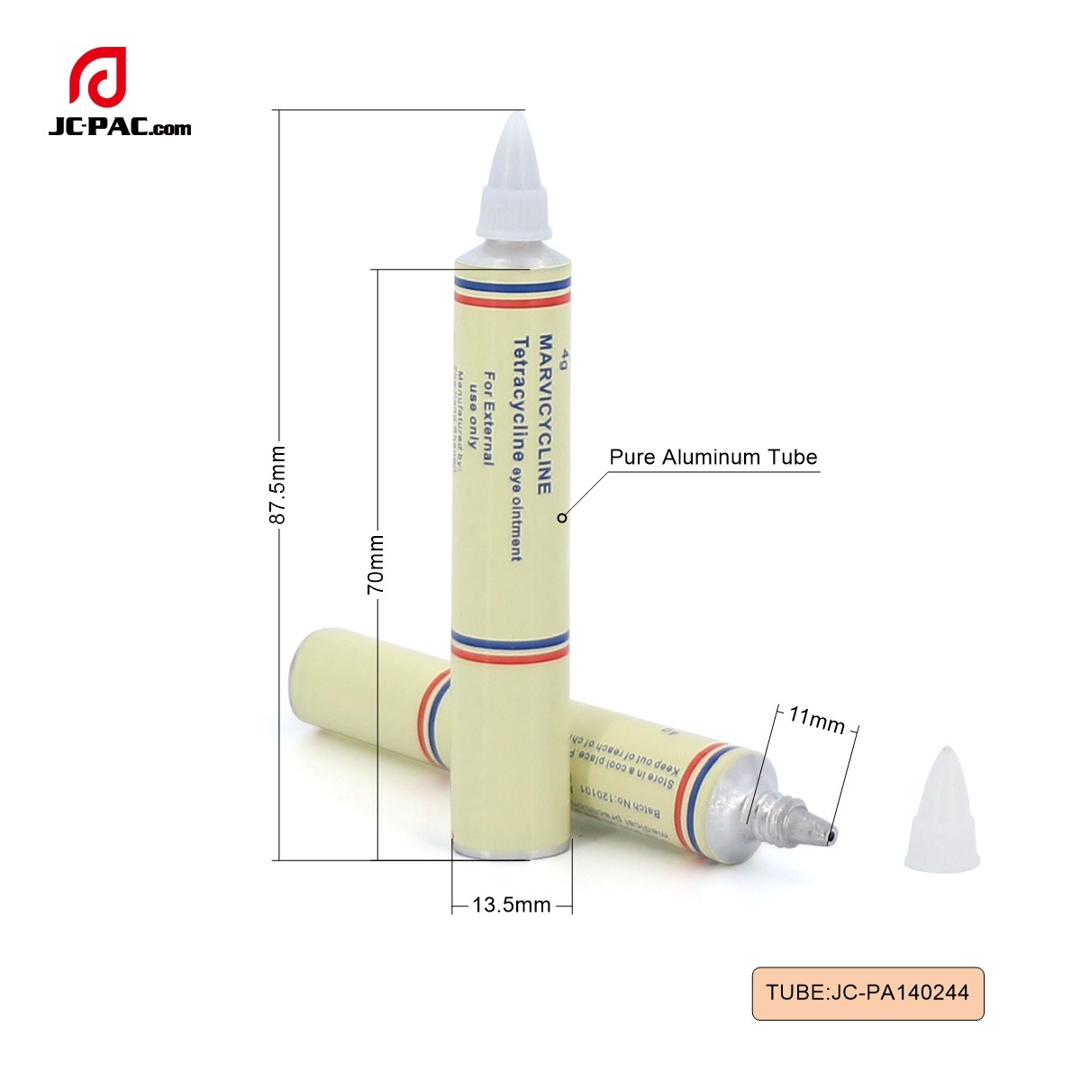Empty Aluminium Tube for Medicine Eye Ointment Collapsible Pure Aluminum Adhesive Glue Tube Packaging with Bullet Nozzle Cap