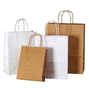 Take away food saco de compras de moda personalizada saco de papel marrom kraft sacos