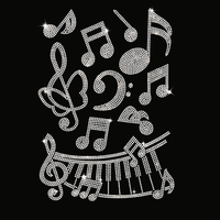 Ventes chaudes : Designs personnalisés en strass pour les amateurs de musique, transferts thermiques pour t-shirts
