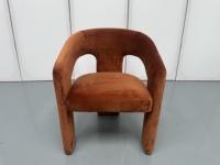 Fauteuil en tissu à dossier creux, fauteuil d'appoint moderne, fauteuil simple rembourré, fauteuil d'appoint pour salon
