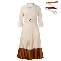 Robe africaine plissée élégante à col tailleur pour femme, style vintage européen et américain, collection automne/hiver 2026