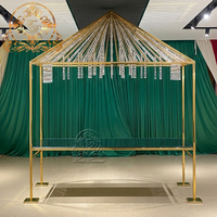 Tables de mariage modernes en or, acier inoxydable, pour banquets d'hôtel, avec plateau en verre