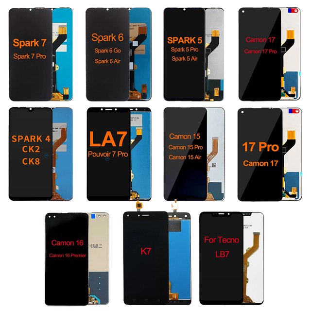 Factory Supply Complete Pantalla for All Tecno Smartphone Full Range LCD Digitizer Screen Replacement Parts 100% Pre-Tested