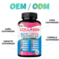 Suplemen OEM Kolagen Biotin & Keratin Asam Hialuronat Magnesium Ekstrak Biji Anggur Vitamin C Lada Hitam Kekuatan Ekstra 90 Kapsul