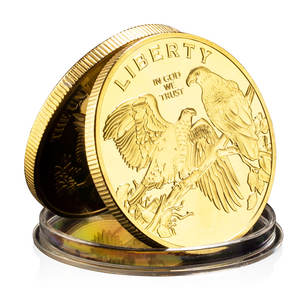 Moneta Commemorativa Liberty Placcata Oro, Aquila Calva 'In God We Trust', Regalo da Collezione USA, Arte e Monete Commemorative - Product Image 1