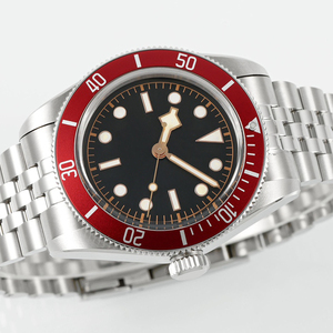 ZF Stainless Steel Men's Sport Watch <b>Red</b> Bezel Black Dial Luminous Hands Mechanical Automatic 40mm Sapphire Crystal <b>Bracelet</b> - Product Image 3