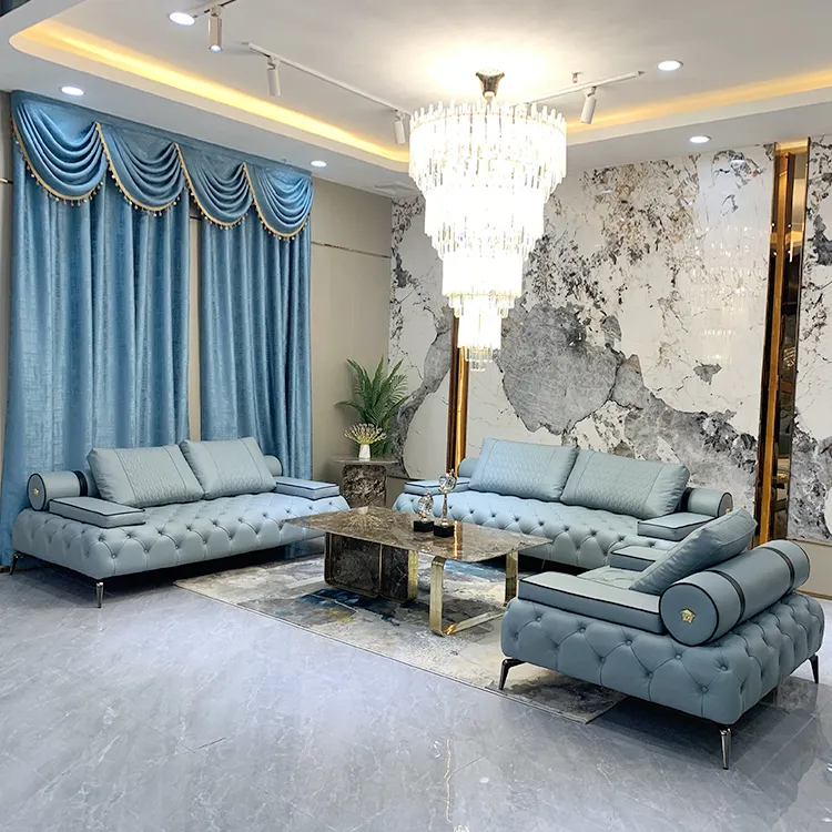 Moda tasarım lüks İtalyan deri kanepe seti kanepe kesitleri seti mobilya oturma odası