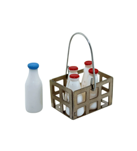 Casa de muñecas Mini miniatura Mini cesta de leche Una cesta con 5 botellas de leche constituye un conjunto - Product Image 2