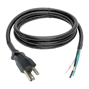 6ft SJT 14 Calibre 3 cables Cable de alimentación de repuesto resistente Cable Pigtail 110V 115V 120V Electrodomésticos negros Bolsa de PE LEMÓN