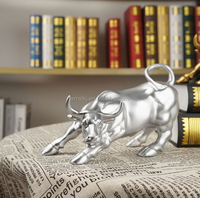 Décoration de bureau à domicile, figurine en résine dorée de taureau de Wall Street, marché boursier de New York