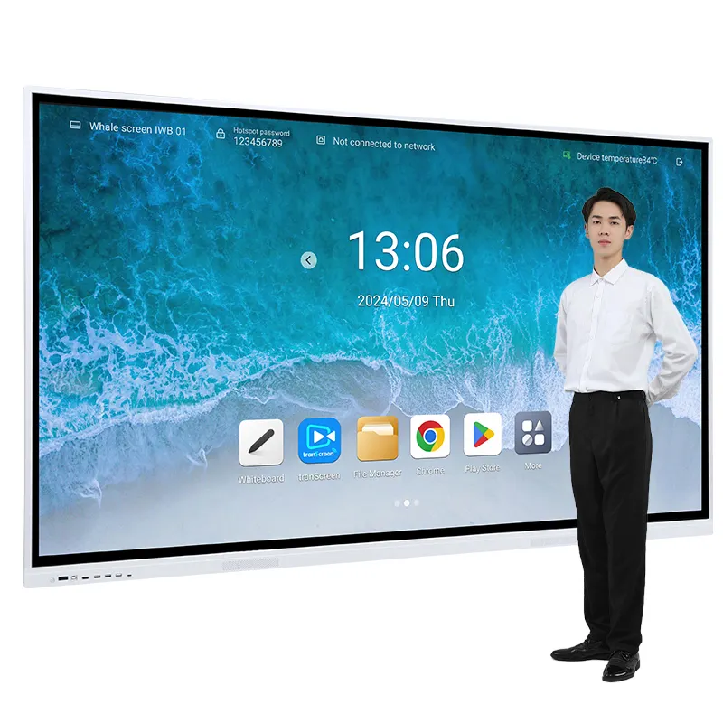 55/65/75/86/98 Inch Touchscreen Led Display Tv Flat Digital Meet Smart White Interactieve Board Panel Prijs Whiteboard