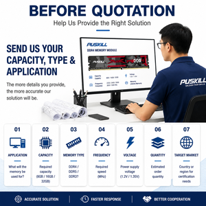 Module de mémoire PUSKILL <span class=keywords><strong>DDR4</strong></span> 32 Go 2666 MHz 3200 MHz 2x16 Go Dual Rank Haute Performance RAM pour PC - Product Image 2