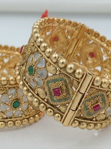 DIVYORO Premium Gold Plated <b>Copper</b> Brass Classic <b>Bangle</b> Set Intricate Filigree Work Handmade Women's Ethnic Jewelry Festive 110g - Product Image 2