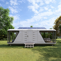 Maison capsule mobile écologique K7 avec balcon, en aluminium, pod de vie portable, étanche, avec salon et cuisine solaires