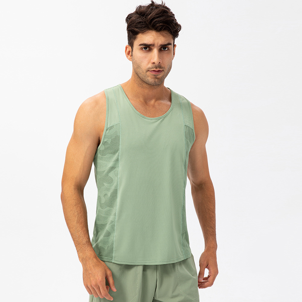 Spring Summer Men's Sports Vest Loose T-shirt Breathable and Quick-drying Fitness Clothes Outdoor Running Training Gym Yoga Top