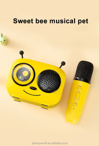 Âm Thanh Phim Hoạt Hình Loa Âm Nhạc Không Dây Mini <span class=keywords><strong>Bee</strong></span> Shape Retro Mini Không Dây Karaoke Đảng Loa Với Microphone - Product Image 4