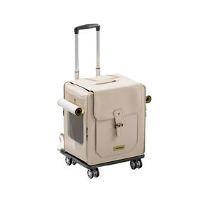 Lipat bernapas dalam ruangan luar ruangan lembut dilapisi bingkai logam perjalanan peti tas kereta dorong luar ruangan roda besar anjing kucing pembawa - Product Image 1