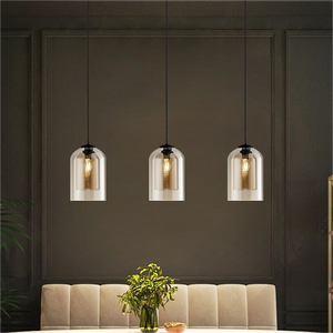 Luminaire suspendu en verre simple et moderne pour salle à manger, bar, personnalité créative, lampe suspendue de chevet pour chambre à coucher, verre ambre <span class=keywords><strong>anthracite</strong></span> - Product Image 4