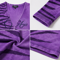 Anjie Maßgeschneidertes Logo OEM ODM Private Label OEKO-TEX BSCI Samt Zebra V-Ausschnitt Reißverschluss-Top Set Damen Schlaghosen Hersteller