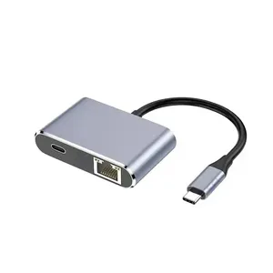 4 trong 1 <span class=keywords><strong>USB</strong></span> Loại C để RJ45 Gigabit <span class=keywords><strong>Ethernet</strong></span> <span class=keywords><strong>LAN</strong></span> 1000Mbps có dây Card mạng PD 100W Type-C <span class=keywords><strong>USB</strong></span> 3.0 HUB Docking Station chuyển đổi - Product Image 1