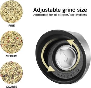 Rechargeable USB Bamboo Eco-Friendly Himalayan Salt & <b>Pepper</b> <b>Grinder</b> Set with Stainless Steel Mills - Product Image 3