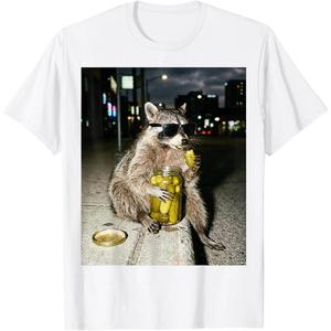 เสื้อยืดลายแรคคูนตลกๆ ลายกินผักดอง เสื้อยืดผ้าฝ้ายสำหรับผู้ชายผู้หญิง - Product Image 2
