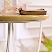 INNOVA Europäischer Designstil Dekorativer Antiker Holzplatten-Couchtisch Set mit 2 Metallbeinen Wohnzimmermöbel