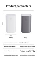 Humidificateur d'air fin à grand jet de 400ml à usage domestique avec veilleuse colorée Mini humidificateur de lumière d'ambiance sans fil de bureau