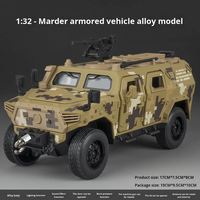 Modèle de véhicule blindé miniature 1:32, camouflage désertique, jouet blindé avec portes ouvrables et mitrailleuse rotative, voiture télécommandée pour enfants