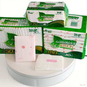 Serviette hygiénique jetable OEM en <span class=keywords><strong>film</strong></span> PE doux et respirant, avec ailettes en coton absorbant, super absorption, SAP japonais, protection anti-fuites - Product Image 2