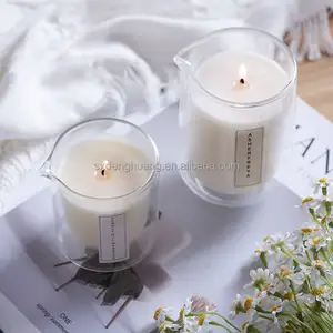 Wholesale Handmade Scented Candle Glass White Frosted Glass Wax Decorative Glass Candle Jar