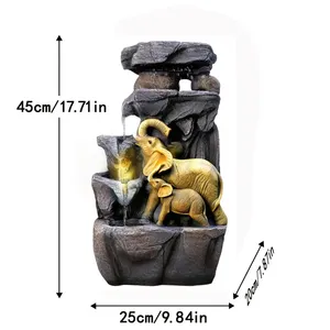 Hot Sale <strong>Elephant</strong> Water Fountain with LED Lights, Resin Indoor Waterfall <strong>Decor</strong> for Home Office Feng Shui - Product Image 6