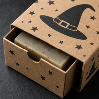 Boîte à savon d'Halloween personnalisée, boîte à tiroir en kraft avec impression de chapeau de sorcière, boîte d'emballage de savon artisanal en gros, boîte en papier écologique OEM