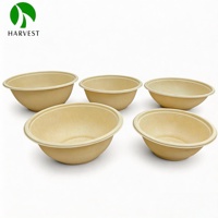 Harvest CH Series Bols jetables biodégradables et compostables de 6 pouces à base de plantes avec couvercles en PET/R-PET/PP pour vaisselle et ustensiles de cuisine
