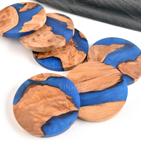 Nouveauté YINHAO : Sous-verres faits main en résine époxy, sous-verres en résine bleue, sous-verres en résine et bois