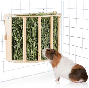 Mangeoire à foin naturelle pour lapins avec bac à litière, mangeoires et abreuvoirs en bois pour lapins, mangeoire à foin en bois pour animaux de compagnie - Product Image 1