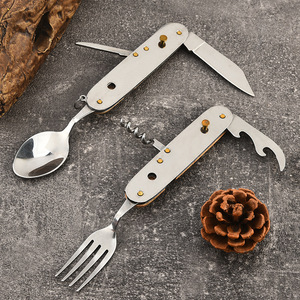 <span class=keywords><strong>Set</strong></span> di posate pieghevoli multifunzionali in acciaio inossidabile, staccabili, per campeggio e attività all'aperto. - Product Image 4