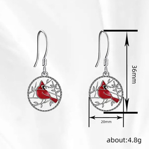 Orecchini pendenti da donna in lega con design vintage a forma di uccello, gioielli alla moda per l'uso quotidiano - Product Image 4