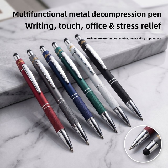 Novelty Custom Logo Retractable Metal Stylus Ballpoint Pen Fidget Spinner Stress Relief Pen for Hotel,Office,Promotional Gift