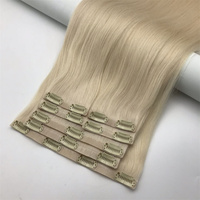 Extensions de cheveux naturels russes vierges à clipser, couleur claire, tissage machine, 100 % cheveux humains
