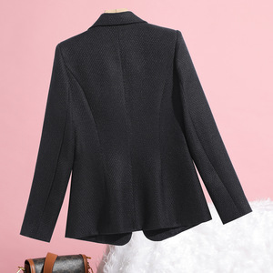 Women's Blazer Orange Red Houndstooth Pattern Slim Fit Long Sleeve Suit Jacket For Office Wear - Product Image 4